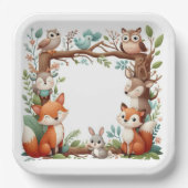 Whimsical Woodland Paper Plates Papieren Bordje (Voorkant)