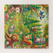 Whimsical Woodland Scene met schattige dieren Legpuzzel (Horizontaal)