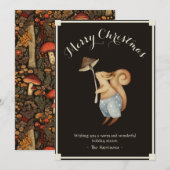 Whimsical Woodland Squirrel Christmas Feestdagenkaart (Voorkant / Achterkant)