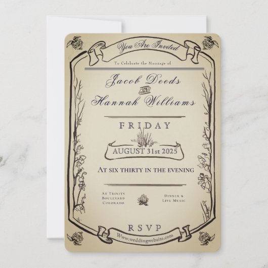 Whimsical Woodland  stijl bruiloft uitnodiging (Voorkant)