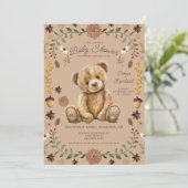 Whimsical Woodland Teddy Bear Baby Shower Kaart (Staand voorkant)