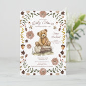 Whimsical Woodland Teddy Bear Baby Shower Kaart (Staand voorkant)