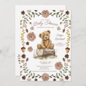 Whimsical Woodland Teddy Bear Baby Shower Kaart (Voorkant / Achterkant)