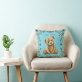 Whimsical Woodland Teddy Bear Blue Nursery Kussen (Stoel)
