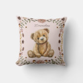 Whimsical Woodland Teddy Bear Blush Pink Nursery Kussen (Voorkant)