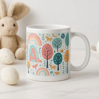 Whimsical Woodland Trees Easter Spring Rainbow Art Grote Koffiekop