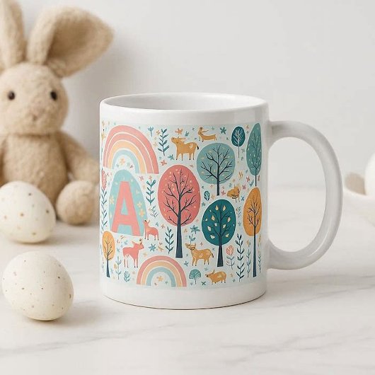 Whimsical Woodland Trees Easter Spring Rainbow Art Grote Koffiekop