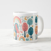 Whimsical Woodland Trees Easter Spring Rainbow Art Grote Koffiekop (Voorkant rechts)