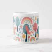 Whimsical Woodland Trees Easter Spring Rainbow Art Grote Koffiekop (Voorkant)