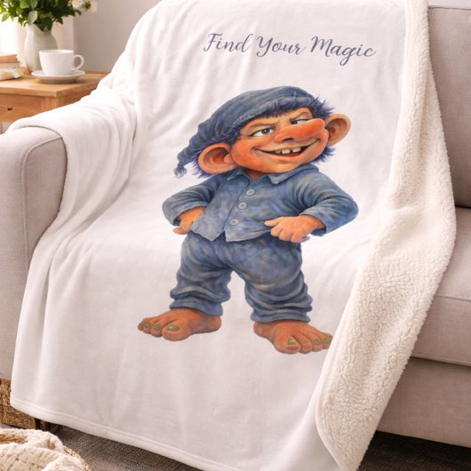 Whimsical Woodland Troll Find Your Magic Gift Sherpa Deken