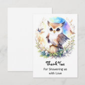 Whimsical Woodland Uil Baby Meisje Douche Bedankkaart (Voorkant / Achterkant)