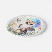 Whimsical Woodland Uil Baby Meisje Douche Papieren Bordje (Gekanteld)