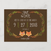 Whimsical Woodland Vossen bruiloft Save the Date Aankondigingskaart (Voorkant)