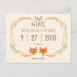 Whimsical Woodland Vossen (Ivoor) Save the Date Aankondigingskaart