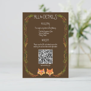 Whimsical Woodland Vossen Rustieke bruiloft Informatiekaartje