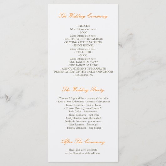 Whimsical Woodland Vossen Wedding Programma's (Achterkant)