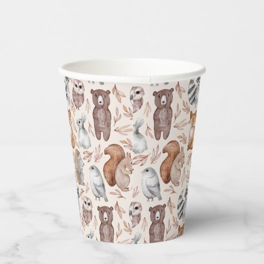 Whimsical Woodland Waterverf Dieren Party Papieren Bekers (Rechts)
