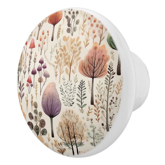 Whimsical Woodland Waterverf Forest Keramische Knop (Rechts)