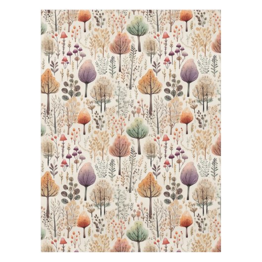 Whimsical Woodland Waterverf Forest Tafelkleed (Voorkant)