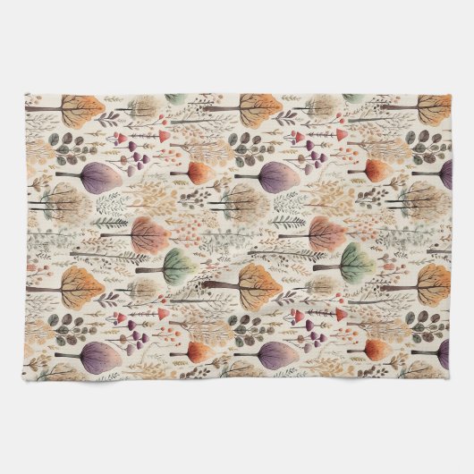 Whimsical Woodland Waterverf Forest Theedoek (Horizontaal)