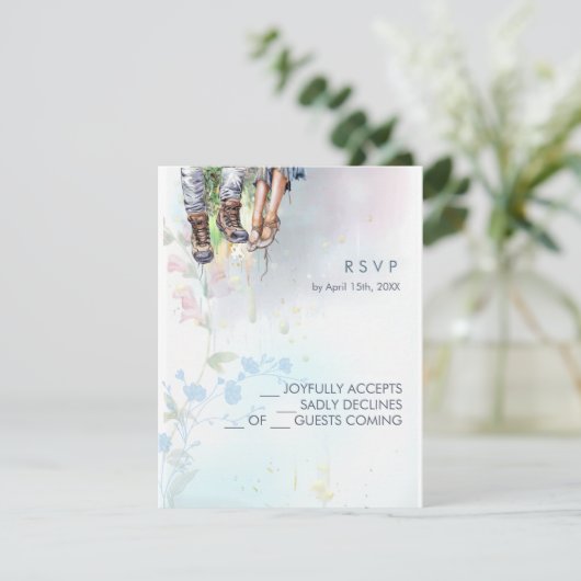 Whimsical Woodland Wildflower Meadow Script RSVP Kaartje (Staand voorkant)