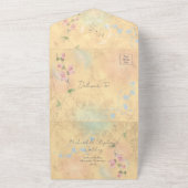 Whimsical Woodland Wildflower Meadow Wedding All In One Uitnodiging (Buitenkant)