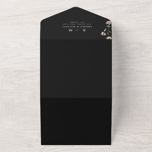 Whimsical Woodland Wildflowers QR Code Huwelijk All In One Uitnodiging (Buitenkant)