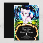 Whimsical Woodland Wolf Baby shower Kaart (Voorkant / Achterkant)