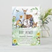 Whimsical Woodland Wonders Baby shower Kaart (Staand voorkant)