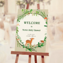 Whimsical Woodland Wreater Baby shower Welcome Sig