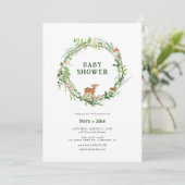 Whimsical Woodland Wreath Baby shower Invitation Kaart (Staand voorkant)