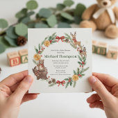 Whimsical Woodland Wreath Baby Shower Invitation Kaart