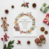 Whimsical Woodland Wreath Baby Shower Invitation Kaart