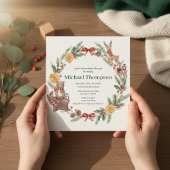 Whimsical Woodland Wreath Baby Shower Invitation Kaart