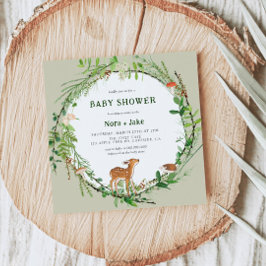 Whimsical Woodland Wreath Baby shower Kaart