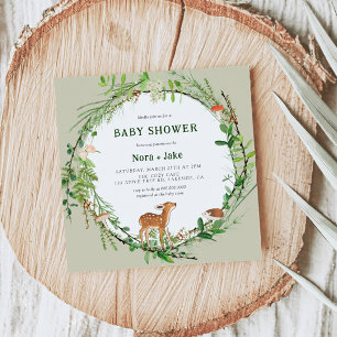 Whimsical Woodland Wreath Baby shower Kaart