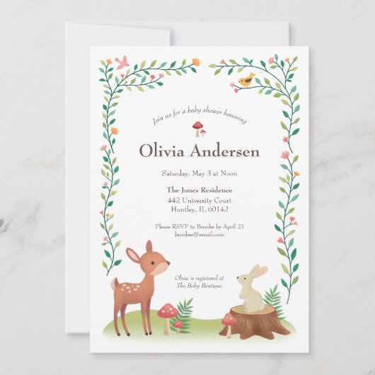 Whimsical Woodlands Baby shower Uitnodiging (Voorkant)