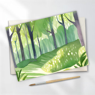 Whimsical Woods   Bos Waterverf Landschap Briefkaart