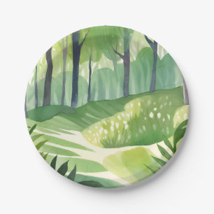 Whimsical Woods   Bos Waterverf Landschap Papieren Bordje