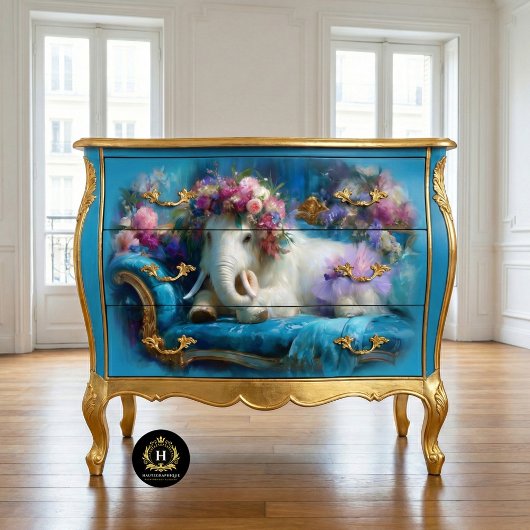 Whimsical Woolly Mammoth Tutu Dinosaurus Decoupage Tissuepapier