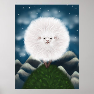 Whimsical Wooly: Gekke Super Fluffy Sheep op de Poster