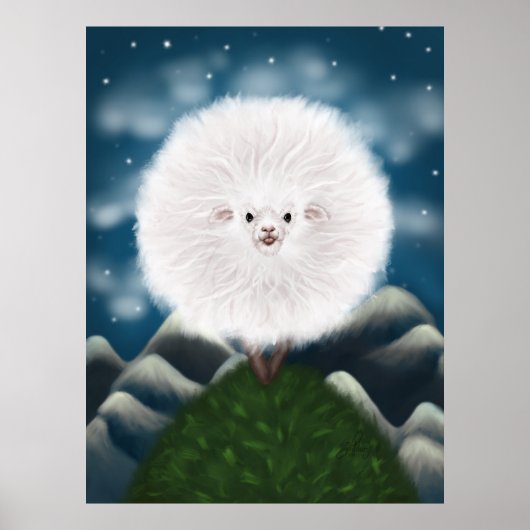 Whimsical Wooly: Gekke Super Fluffy Sheep op de Poster (Voorkant)