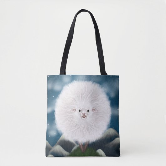 Whimsical Wooly: Gekke Super Fluffy Sheep op de Tote Bag (Voorkant)
