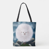 Whimsical Wooly: Gekke Super Fluffy Sheep op de Tote Bag (Achterkant)