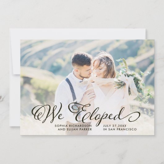 Whimsical Words | Foto-aankondiging van We Eloped Kaart (Voorkant)