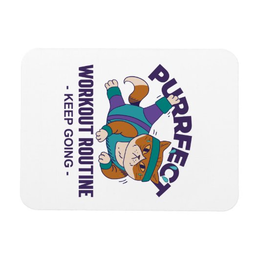 Whimsical Workout Cat Magneet (Horizontaal)