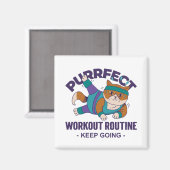 Whimsical Workout Cat Magneet (Voorkant / Achterkant)
