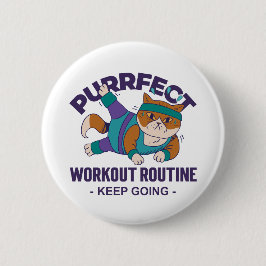 Whimsical Workout Cat Ronde Button 5,7 Cm