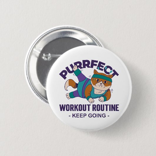 Whimsical Workout Cat Ronde Button 5,7 Cm (Voorkant /achterkant)