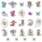 Whimsical World Karakters Stickers Fantasie Kunst (Voorkant)